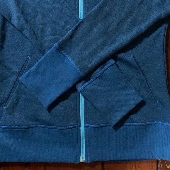 Women's The North Face Small Blue Hooded Full Zip Soft Terry Cloth Jacket EUC - Picture 7 of 12